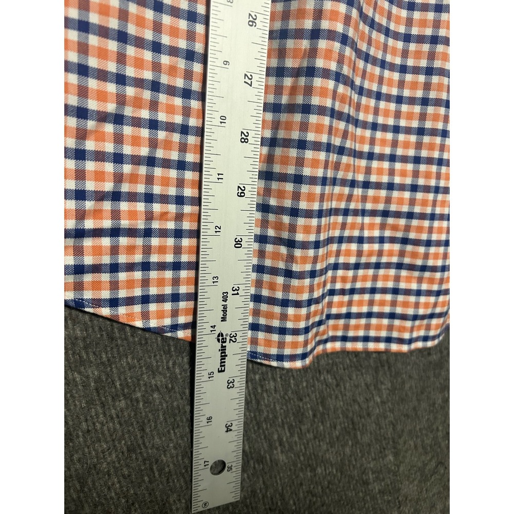 Brook brothers OCBD button shirt regent mens XL long sleeve check orange blue - Picture 6 of 7